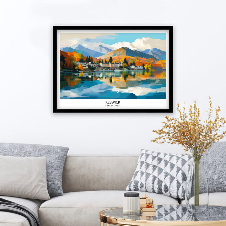 Keswick Lake District Travel Print Lake District Wall Decor Keswick Home Living Decor Lake District Illustration Travel Poster