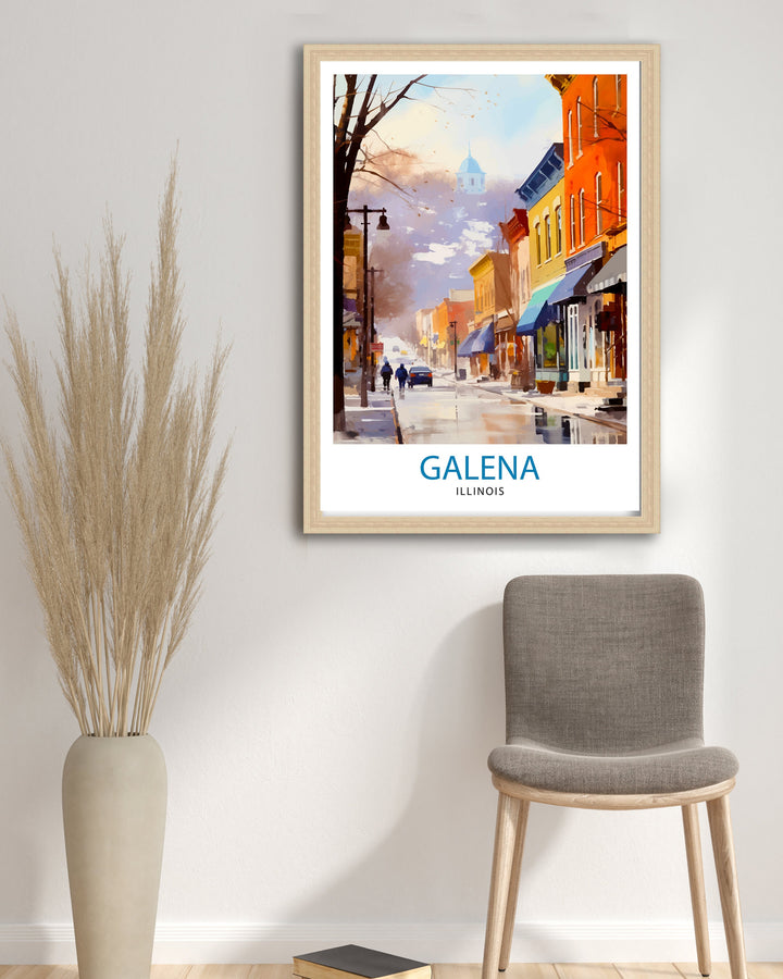 Galena Illinois Print Historic Town Art Galena Main Street Poster Illinois Landscape Decor Midwest Charm Wall Art