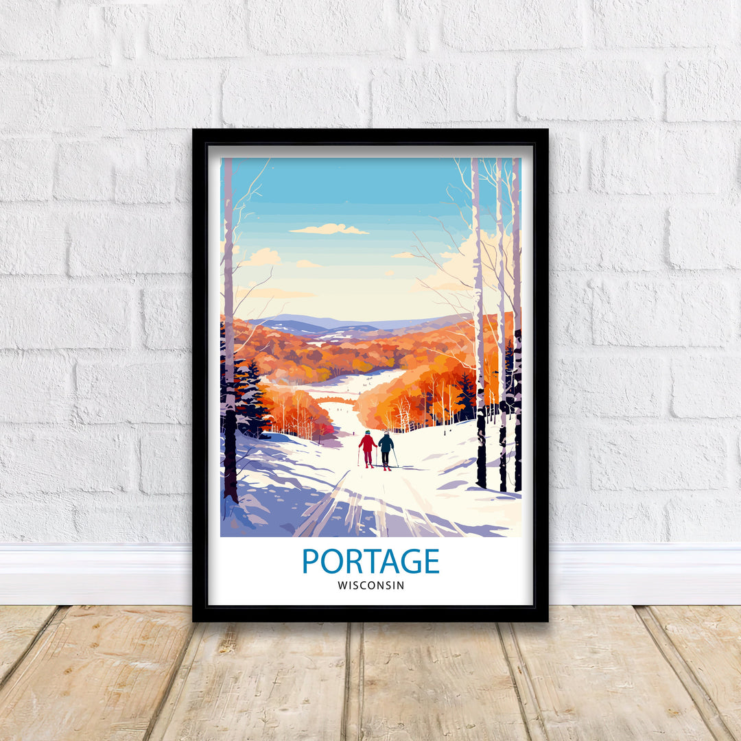 Portage Wisconsin Print Small Town Charm Art Portage Cityscape Poster Wisconsin Landscape Wall Art Midwestern Town Decor American Hometown