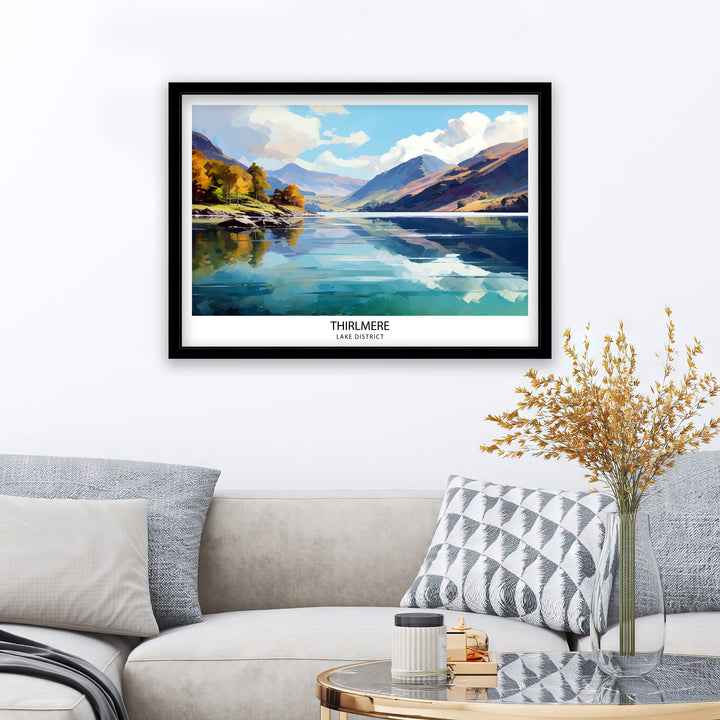 Thirlmere Lake District Travel Print Lake District Wall Decor Lake District Home Living Decor, Thirlmere Illustration Travel Poster Gift