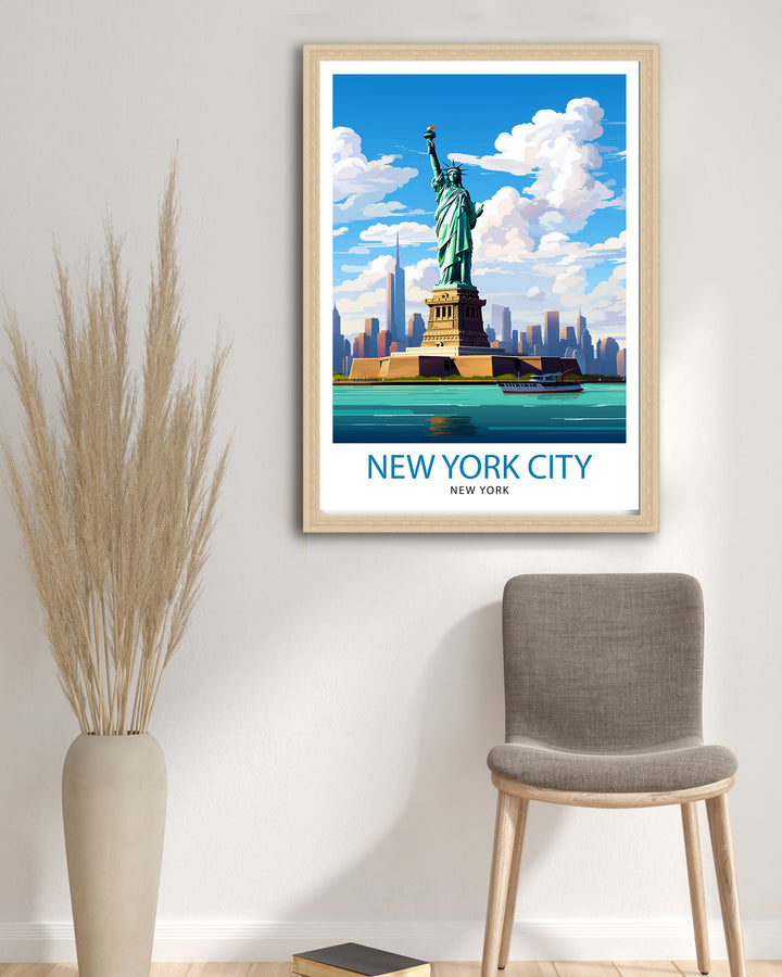 New York City Travel Print New York Wall Art NYC Illustration Travel Poster Gift for New York Home Decor