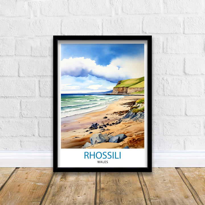 Rhossili Wales Poster Stunning Welsh Coastline Art Rhossili Bay Poster Gower Peninsula Wall Decor Welsh Beach Landscape Natural Beauty