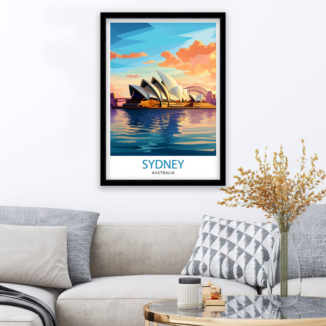 Sydney Australia Travel Print Sydney Wall Decor Sydney Home Living Decor Sydney Illustration Travel Poster Gift For Sydney Australia Home