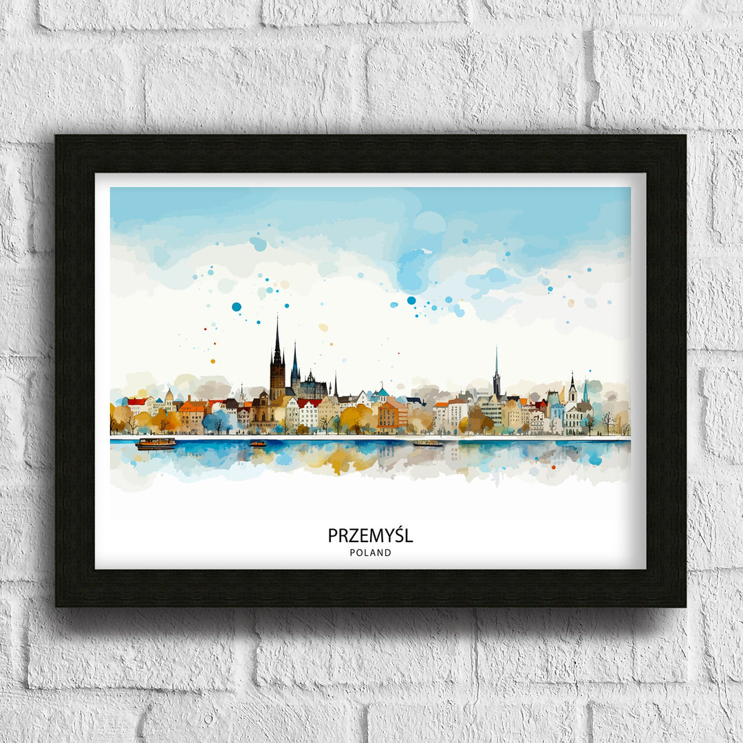 Przemysl Poland Poster Historical Cityscape Art Polish Town Poster Eastern European Wall Decor Przemysl Architecture Illustration