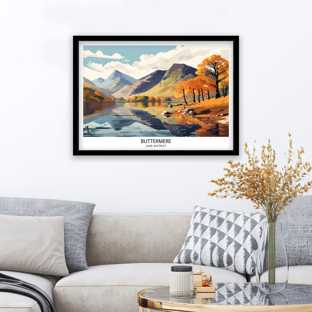 Buttermere Lake District Travel Print Buttermere Wall Decor Buttermere Home Living Decor Buttermere Illustration Travel Poster Gift