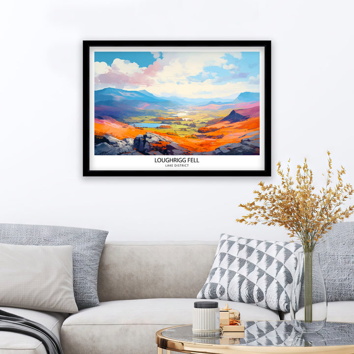 Loughrigg Fell Lake District Travel Print Lake District Wall Decor Loughrigg Fell Home Living Decor Lake District Illustration Travel Poster