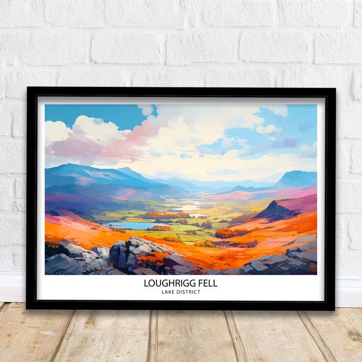 Loughrigg Fell Lake District Travel Print Lake District Wall Decor Loughrigg Fell Home Living Decor Lake District Illustration Travel Poster