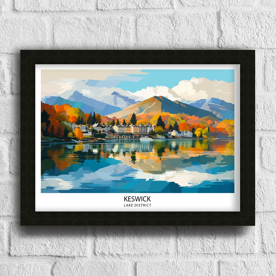 Keswick Lake District Travel Print Lake District Wall Decor Keswick Home Living Decor Lake District Illustration Travel Poster