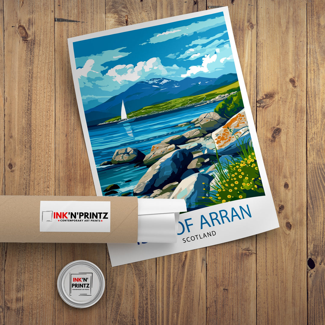 Isle of Arran Scotland Travel Poster Arran Wall Decor Arran Home Living Decor Arran Scotland Illustration Travel Poster Gift for Arran