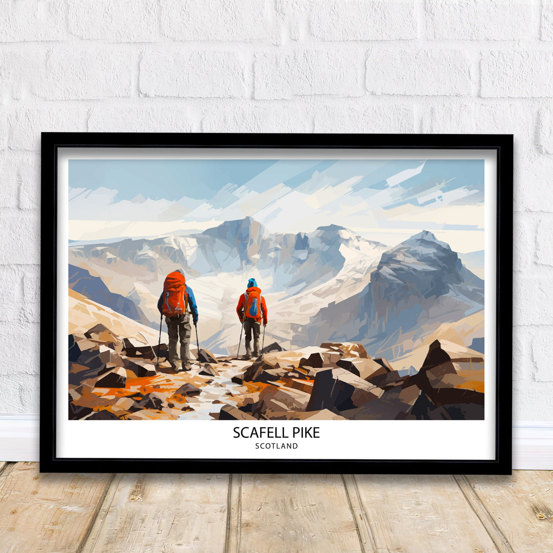 Scafell Pike Travel Print Lake District Wall Art Scafell Pike Illustration England Travel Poster Gift for Hikers Mountain Wall Decor