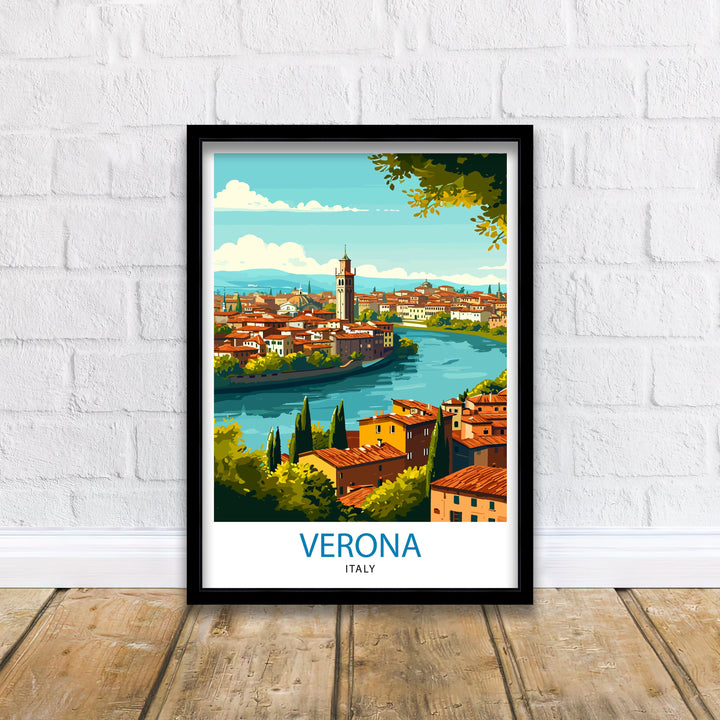 Verona Travel Poster Verona Wall Decor Verona Home Living Decor Verona Italy Illustration Travel Poster Gift For Verona