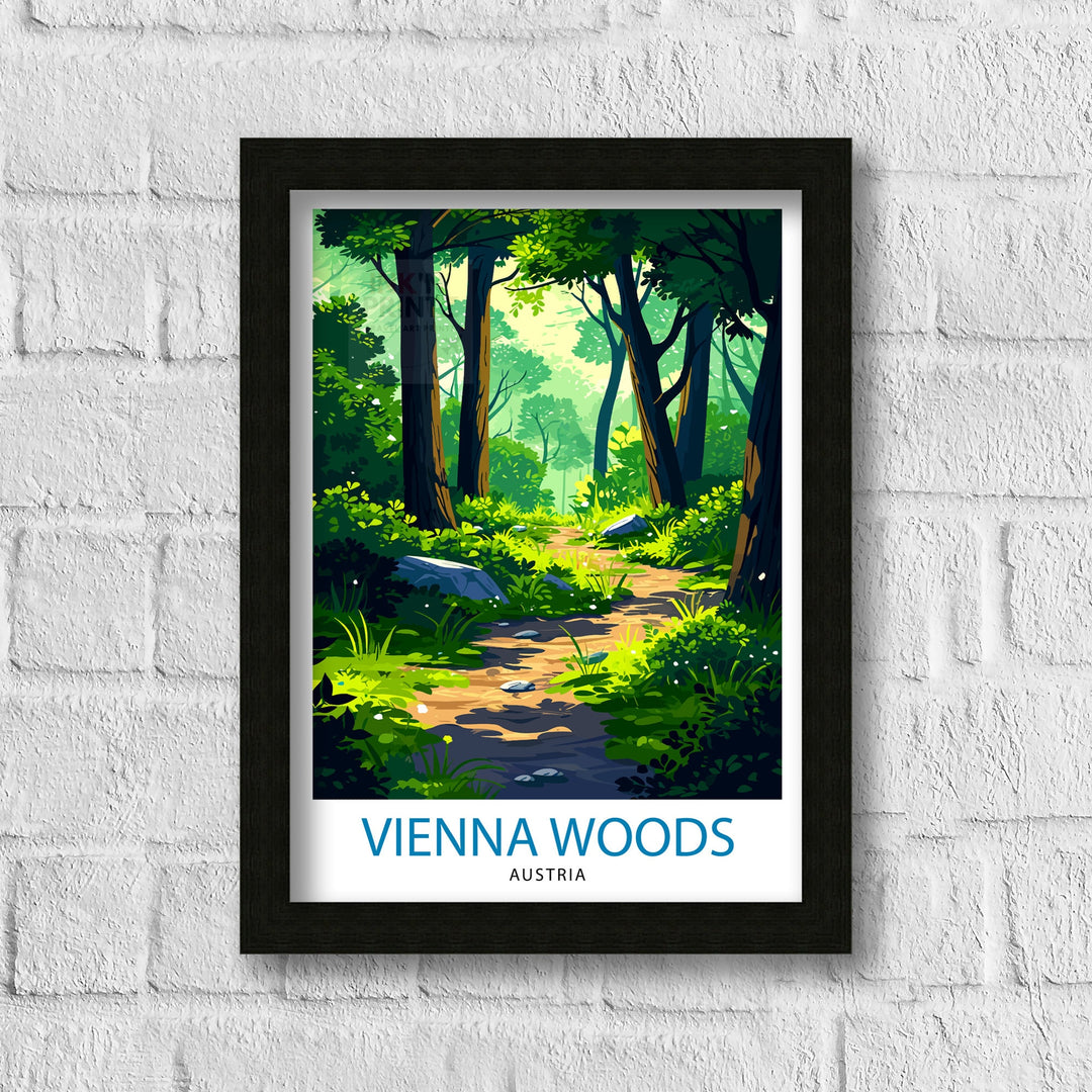 Vienna Woods Austria Poster Wienerwald Landscape Art Austrian Forest Poster Nature Reserve Wall Decor Vienna Countryside Illustration