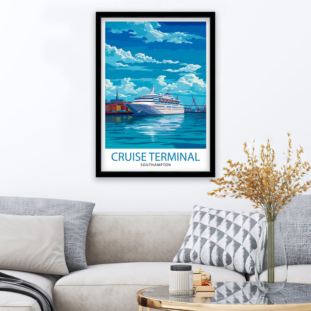 Southampton UK Poster English Port City Art Southampton Docks Poster Hampshire Wall Decor British Maritime History Illustration Coastal Town