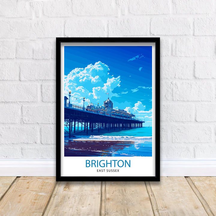 Brighton Travel Poster Brighton Wall Art Brighton Decor Brighton England Illustration Travel Poster Brighton Gift England Home Decor