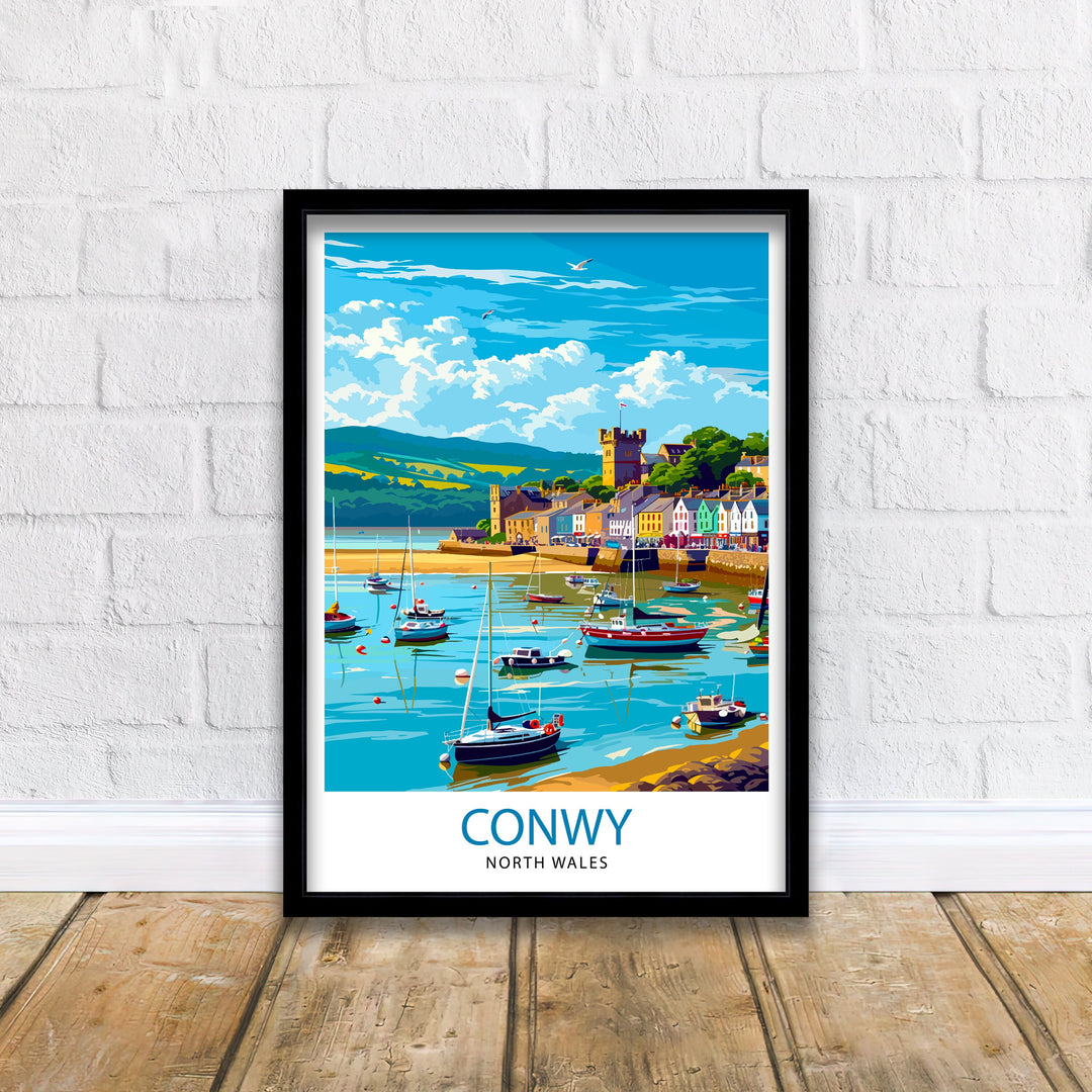 Conwy Castle Travel Poster Conwy Castle Wall Art Conwy Castle Poster Wales Travel Decor Wales Illustration UK Travel Poster Gift for Traveler