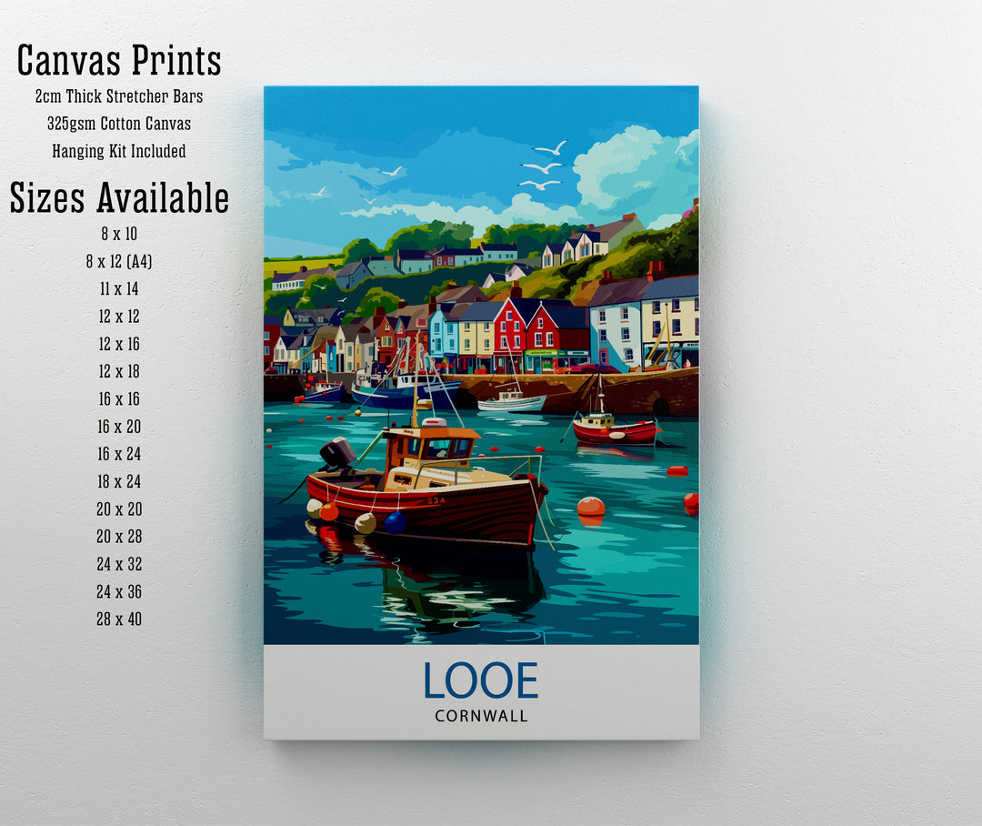 Looe Cornwall Travel Poster Looe Wall Decor Looe Home Living Decor Looe Cornwall Illustration Travel Poster Gift for Looe Cornwall Home Decor