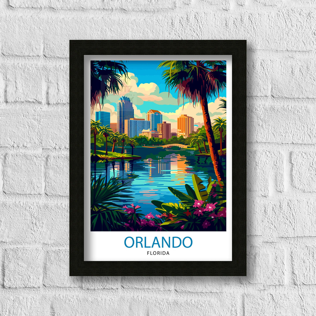 Orlando Florida Travel Print Orlando Wall Decor Orlando Home Living Decor Orlando Illustration Travel Poster Gift For Orlando Florida Home