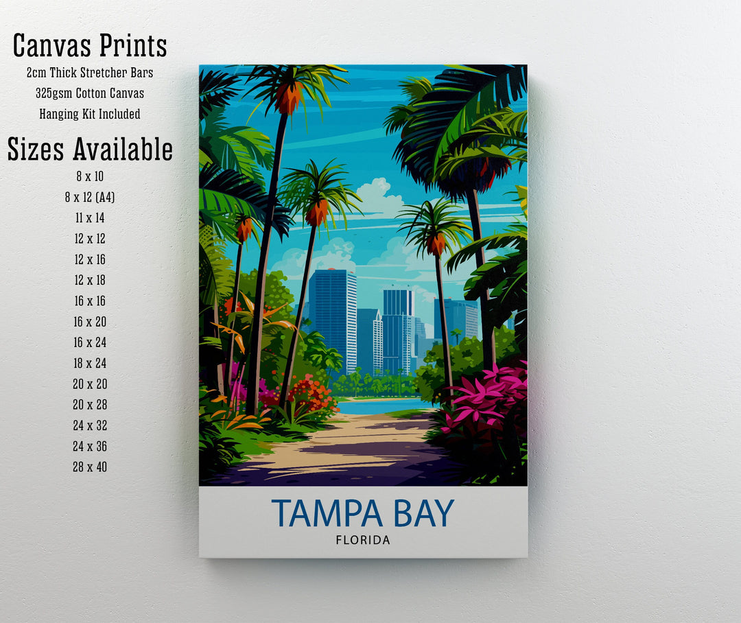 Tampa Bay Florida Travel Print Tampa Bay Wall Art Florida Poster, Tampa Bay Illustration Travel Poster Gift For Tampa Bay Florida Home Decor