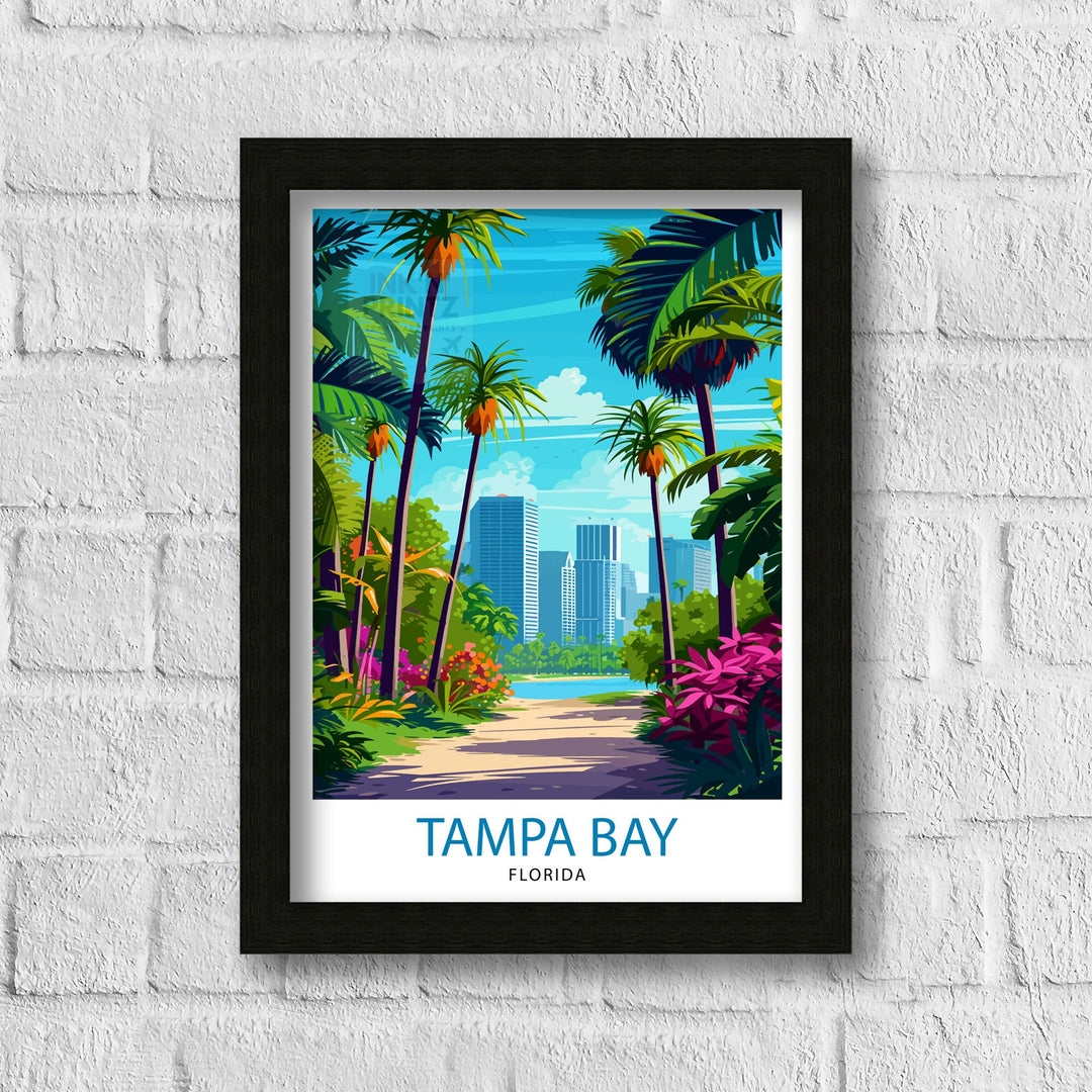 Tampa Bay Florida Travel Print Tampa Bay Wall Art Florida Poster, Tampa Bay Illustration Travel Poster Gift For Tampa Bay Florida Home Decor