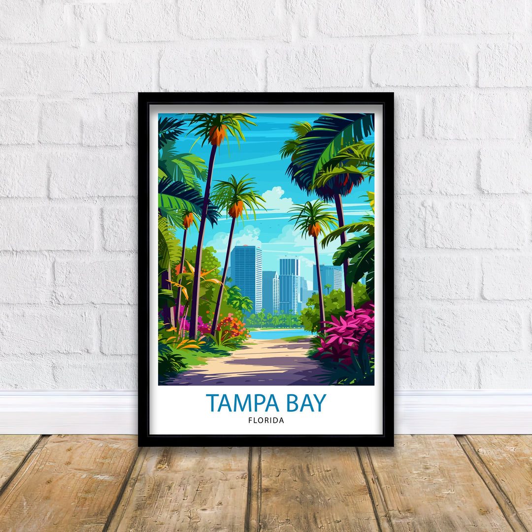 Tampa Bay Florida Travel Print Tampa Bay Wall Art Florida Poster, Tampa Bay Illustration Travel Poster Gift For Tampa Bay Florida Home Decor