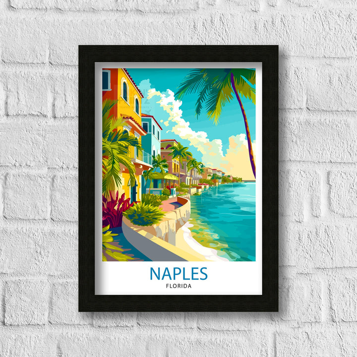 Naples Florida Travel Print Naples Wall Art Naples Decor Florida Travel Poster Naples Illustration Naples Gift Florida Home Decor