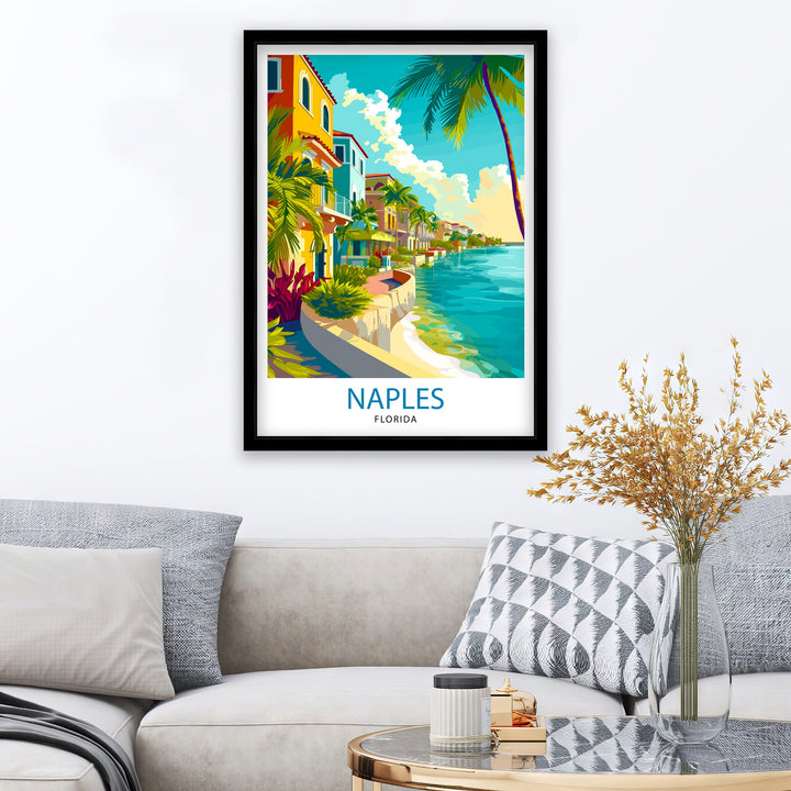 Naples Florida Travel Print Naples Wall Art Naples Decor Florida Travel Poster Naples Illustration Naples Gift Florida Home Decor