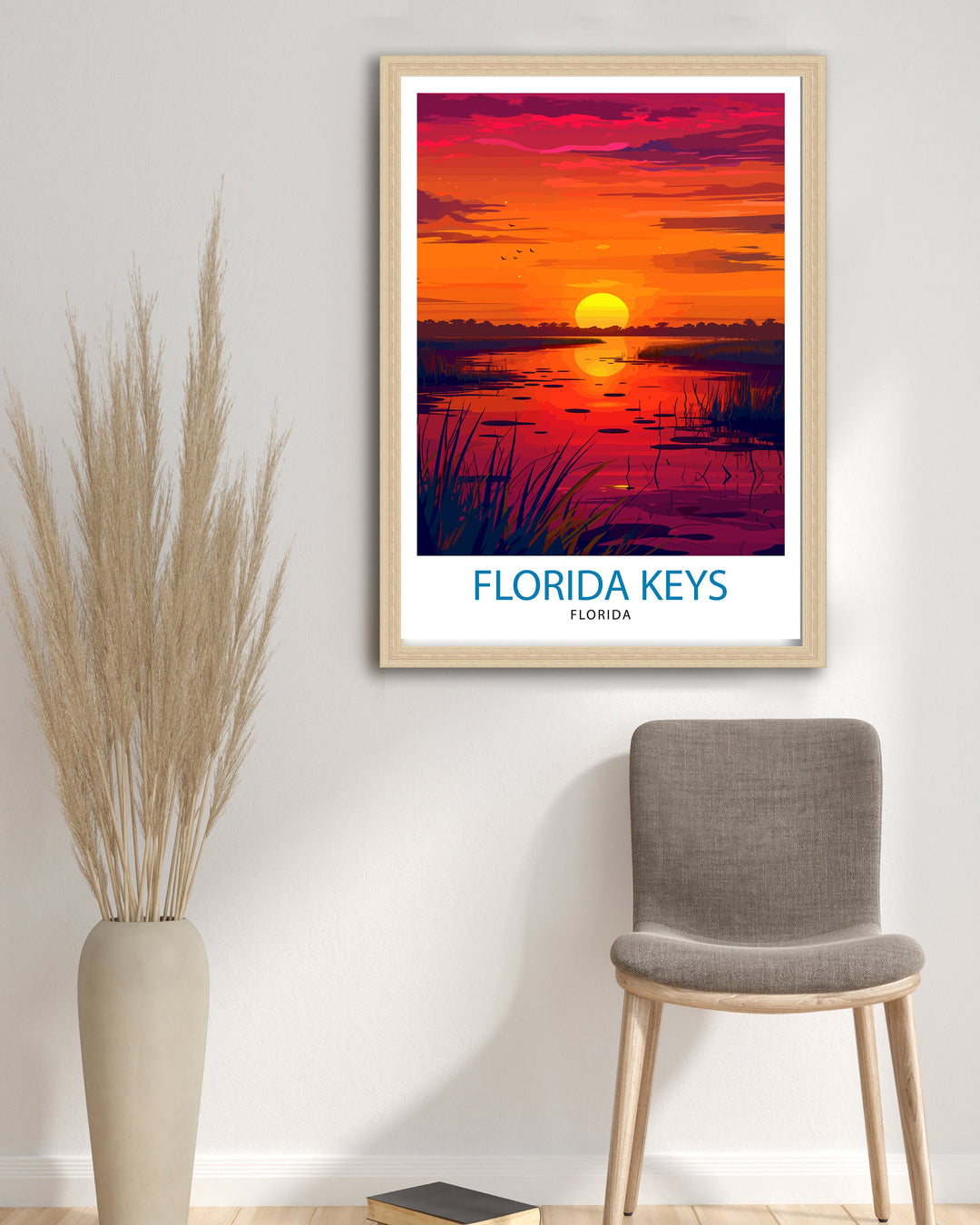 Florida Keys Print Tropical Island Chain Art Key West Poster Florida Archipelago Wall Decor US Coastal Illustration Sunshine State Artwork