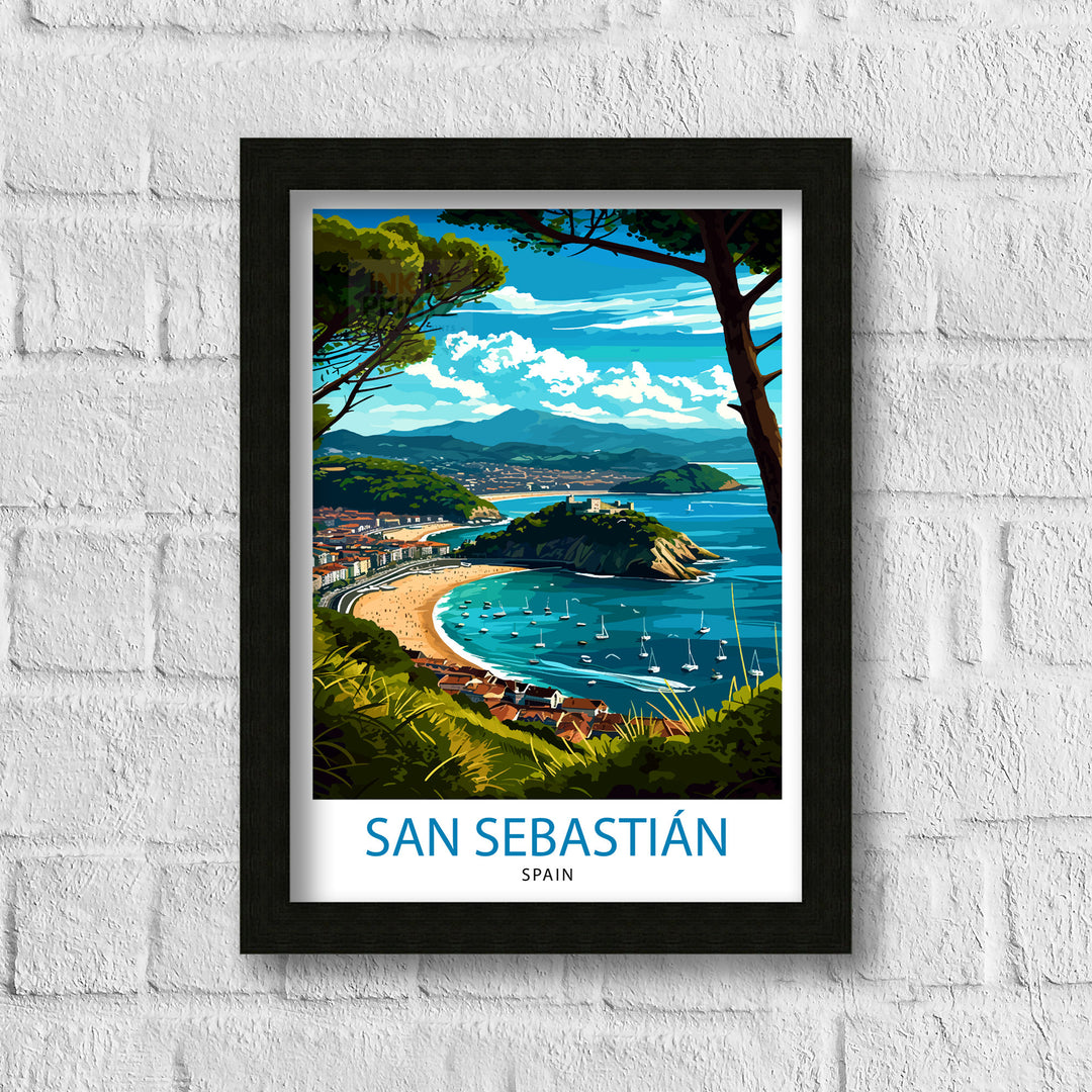 San Sebastian Travel Poster San Sebastian Wall Art San Sebastian Spain Illustration Travel Poster Gift for San Sebastian Spain Home Decor