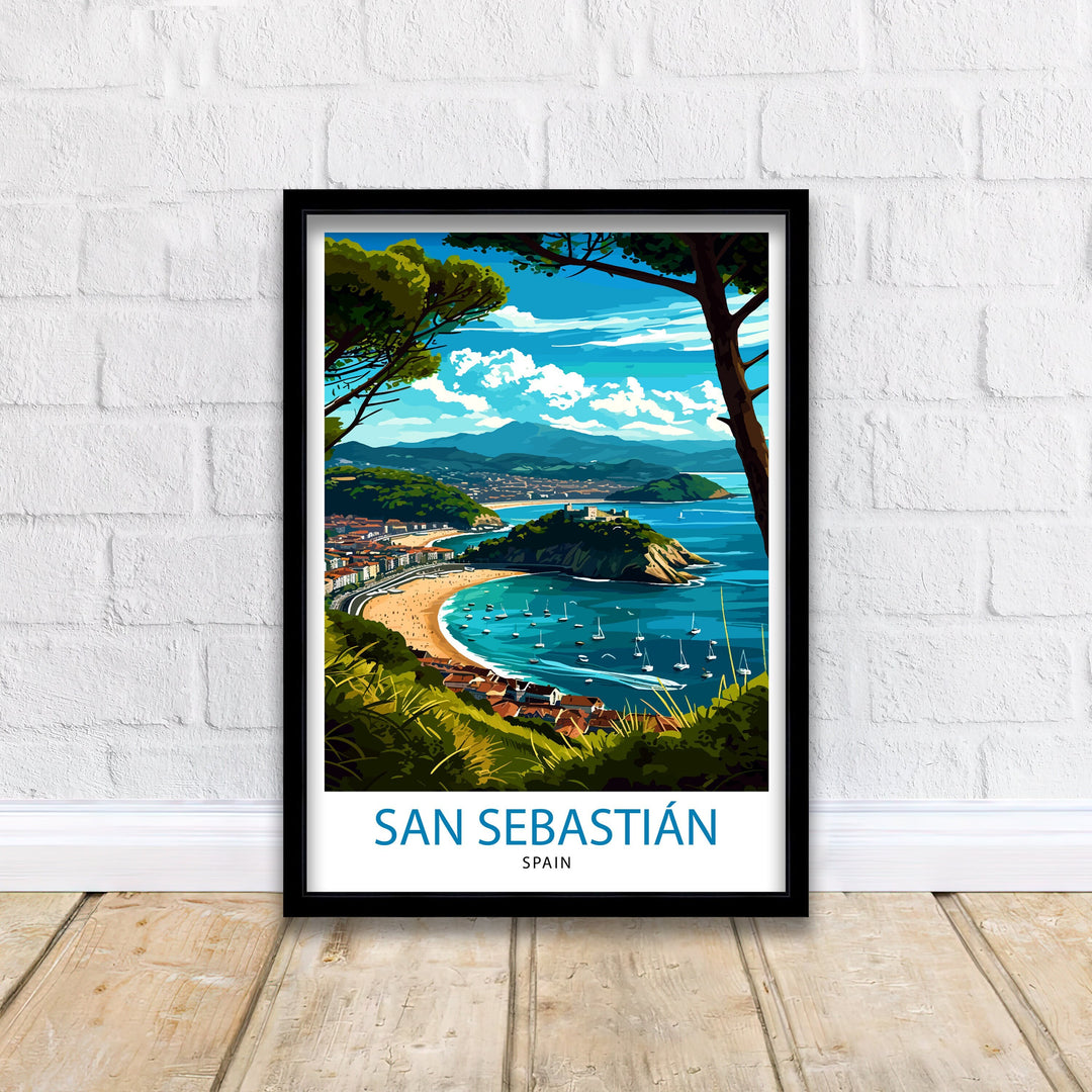 San Sebastian Travel Poster San Sebastian Wall Art San Sebastian Spain Illustration Travel Poster Gift for San Sebastian Spain Home Decor