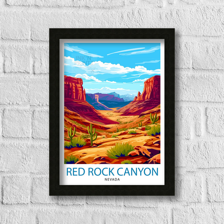 Red Rock Canyon Nevada Print Majestic Desert Landscape Art Conservation Area Poster Las Vegas Natural Wonder Wall Decor