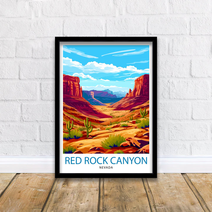 Red Rock Canyon Nevada Print Majestic Desert Landscape Art Conservation Area Poster Las Vegas Natural Wonder Wall Decor