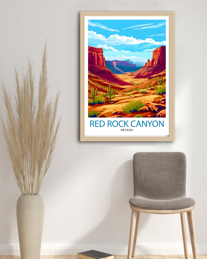 Red Rock Canyon Nevada Print Majestic Desert Landscape Art Conservation Area Poster Las Vegas Natural Wonder Wall Decor