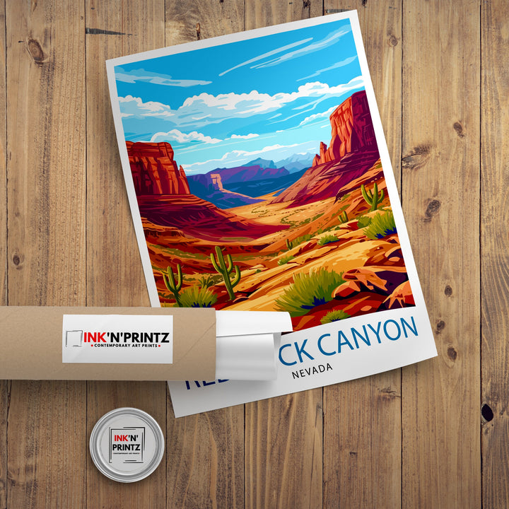 Red Rock Canyon Nevada Print Majestic Desert Landscape Art Conservation Area Poster Las Vegas Natural Wonder Wall Decor