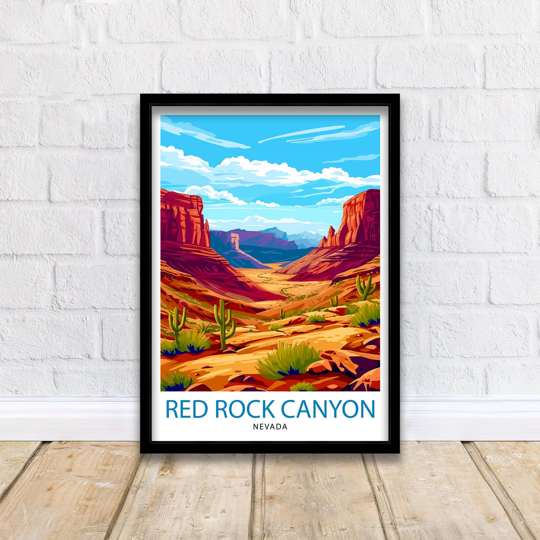 Red Rock Canyon Nevada Print Majestic Desert Landscape Art Conservation Area Poster Las Vegas Natural Wonder Wall Decor