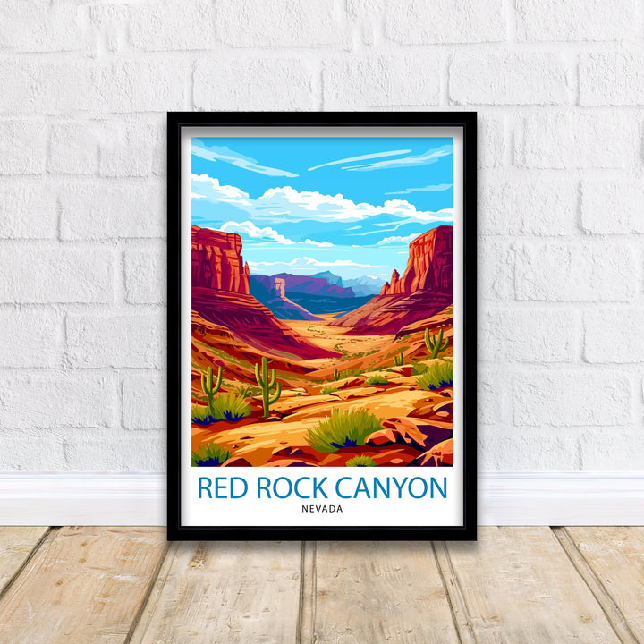 Red Rock Canyon Nevada Print Majestic Desert Landscape Art Conservation Area Poster Las Vegas Natural Wonder Wall Decor