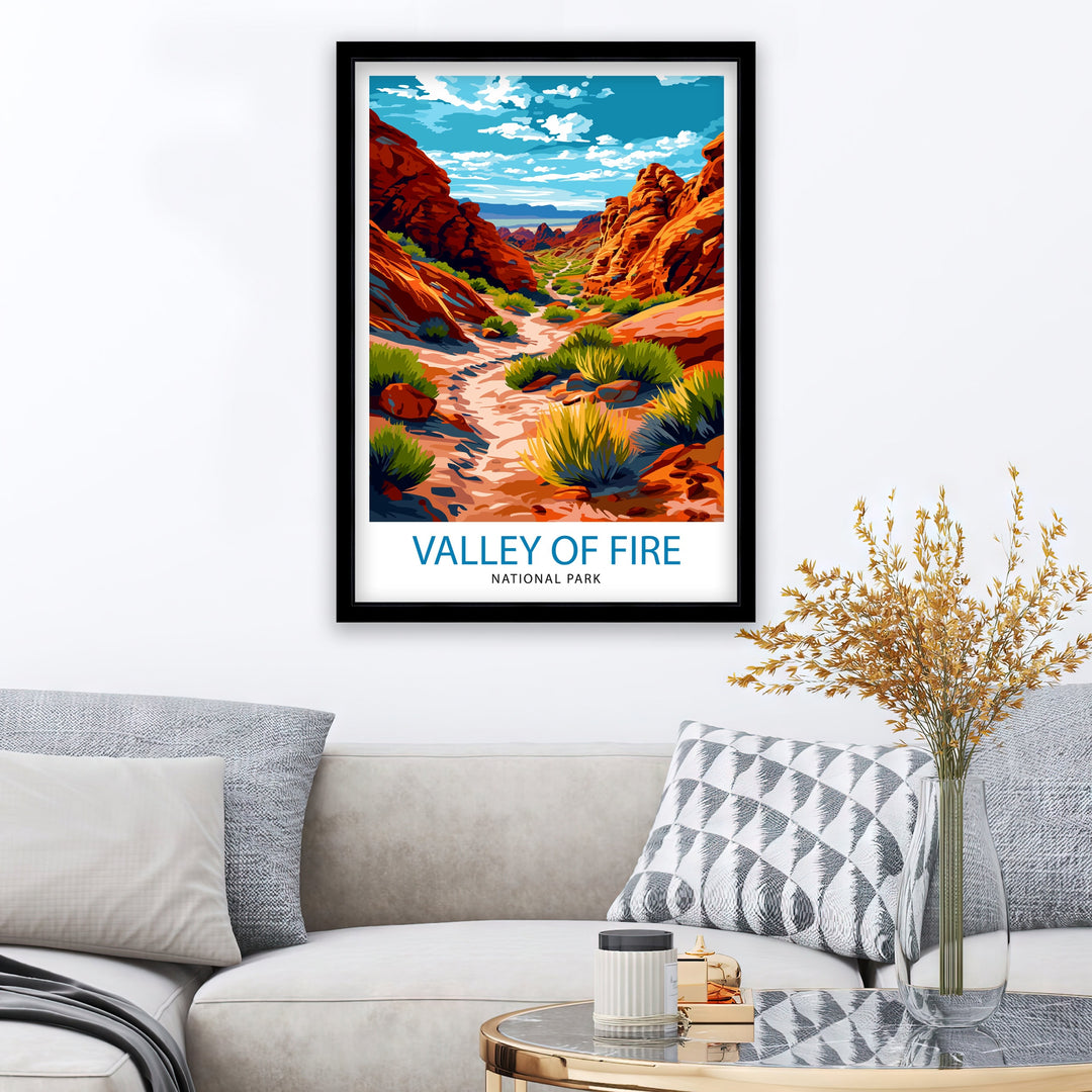 Valley of Fire State Park Poster Nevada Desert Art Vibrant Landscape Poster Ancient Rock Formations Wall Decor Outdoor Exploration