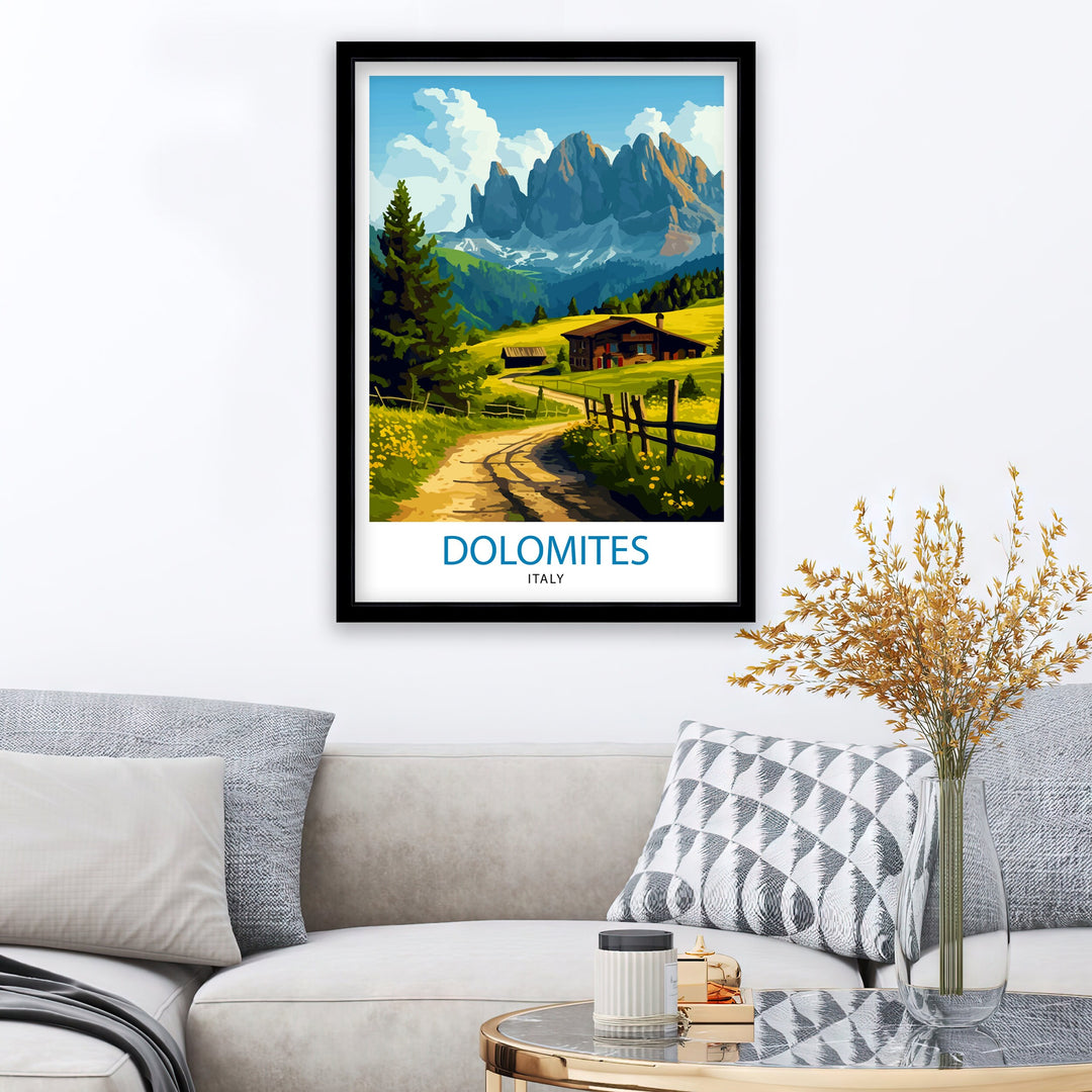 Dolomites Italy Travel Poster Dolomites Wall Art Dolomites Home Decor Italy Illustration Travel Poster Gift For Italy Lovers