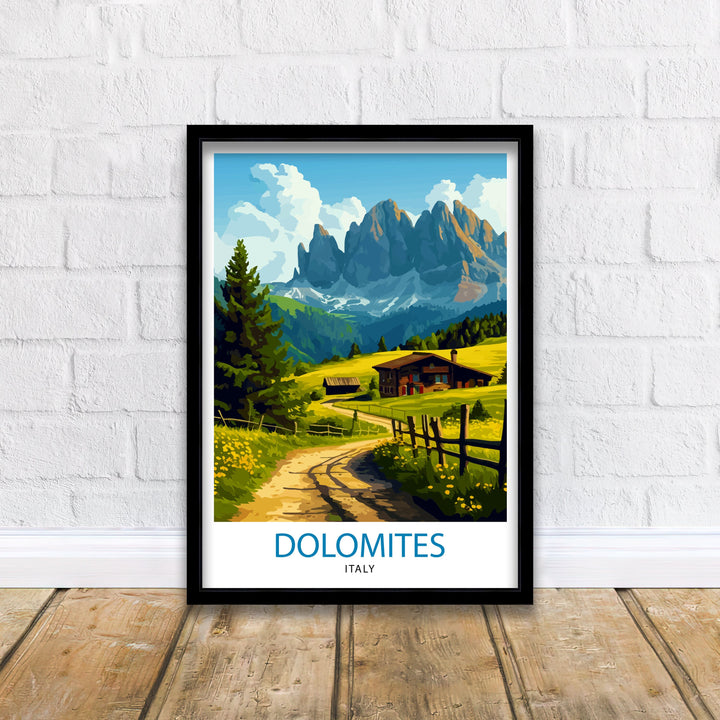 Dolomites Italy Travel Poster Dolomites Wall Art Dolomites Home Decor Italy Illustration Travel Poster Gift For Italy Lovers