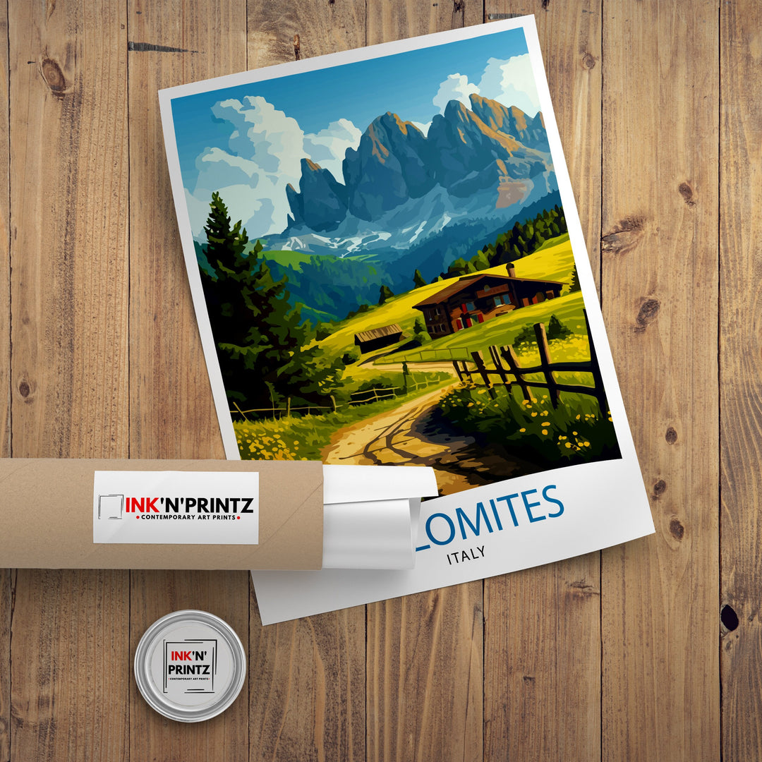 Dolomites Italy Travel Poster Dolomites Wall Art Dolomites Home Decor Italy Illustration Travel Poster Gift For Italy Lovers