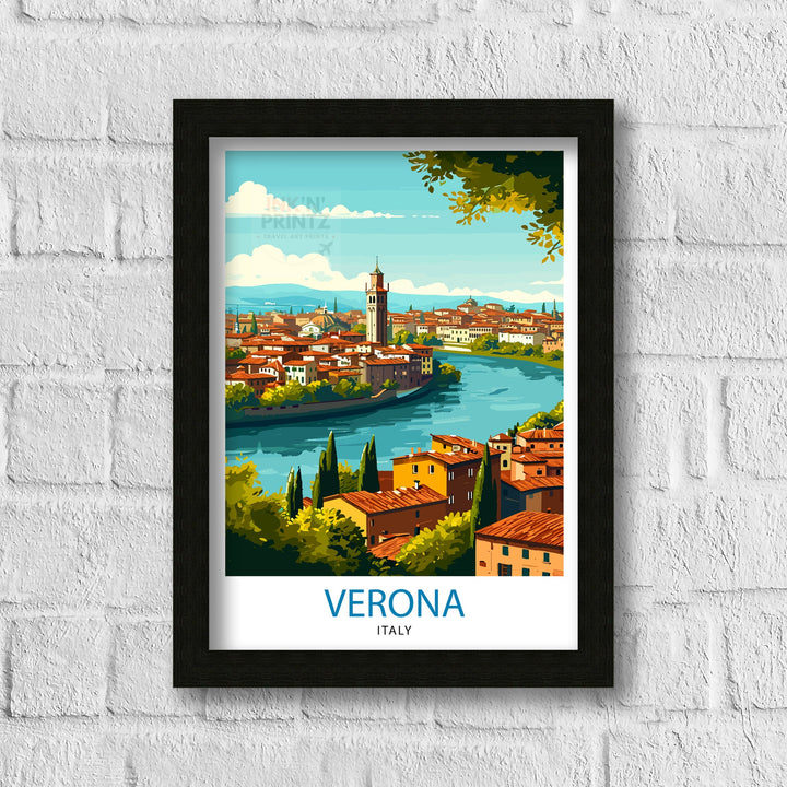 Verona Travel Poster Verona Wall Decor Verona Home Living Decor Verona Italy Illustration Travel Poster Gift For Verona