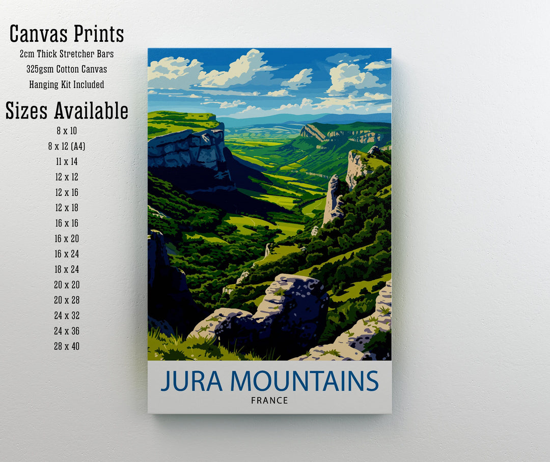 Jura Mountains France Print Alpine Landscape Art French Wilderness Poster Mountain Range Wall Decor Nature Hiking Illustration Eastern