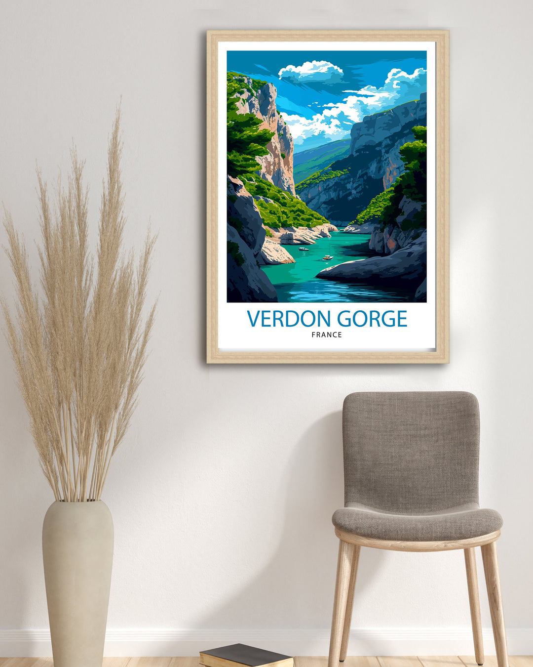Verdon Gorge France Print Stunning Canyon Art Provence Landscape Poster Turquoise River Wall Decor French Riviera Illustration Outdoor