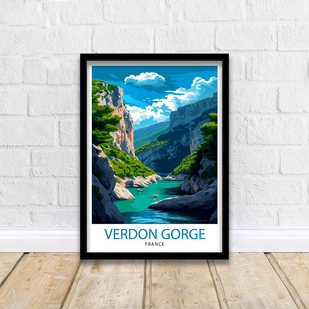 Verdon Gorge France Print Stunning Canyon Art Provence Landscape Poster Turquoise River Wall Decor French Riviera Illustration Outdoor