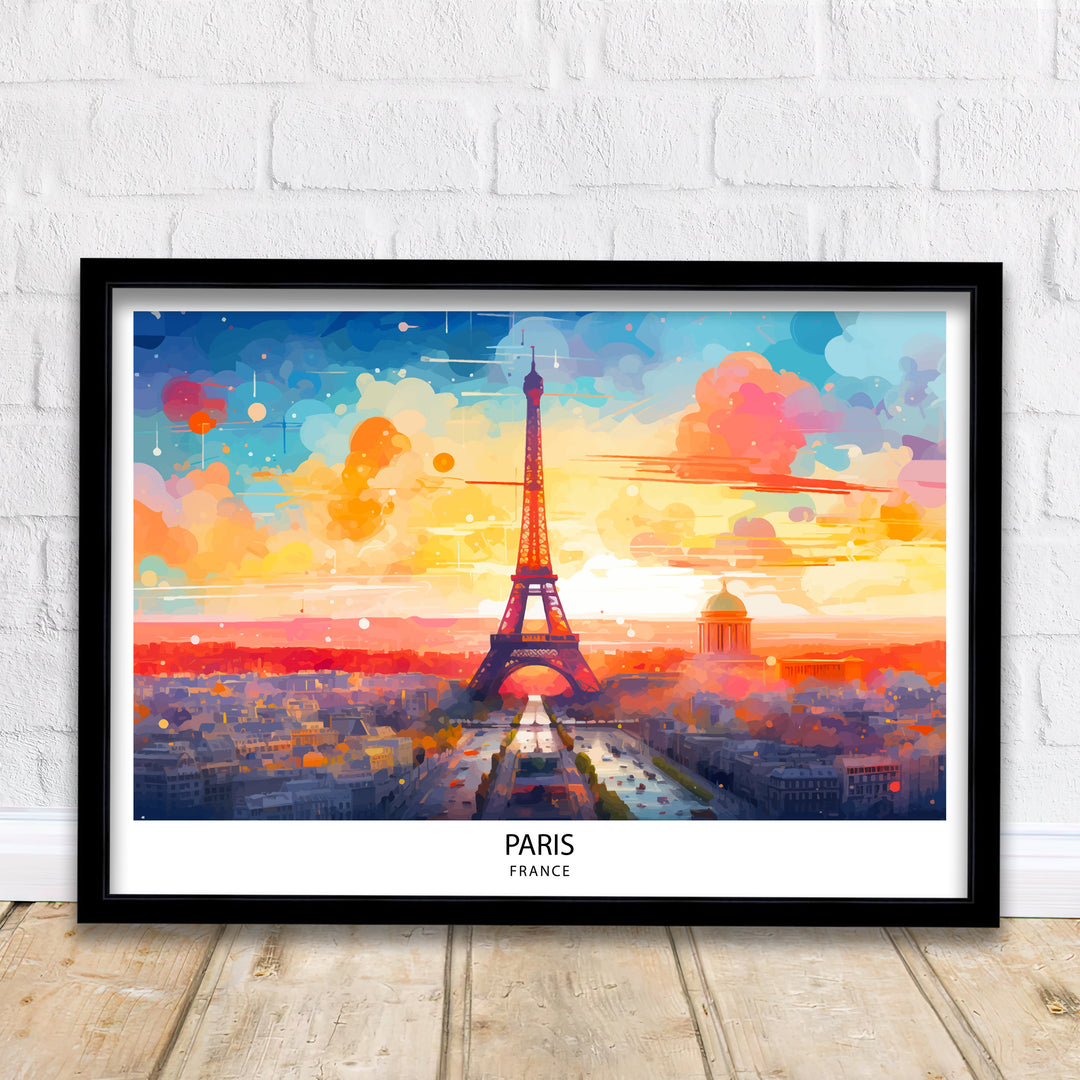 Paris Skyline Poster Iconic Cityscape Art Eiffel Tower Poster French Capital Wall Decor Parisian Urban Landscape France City Illustration