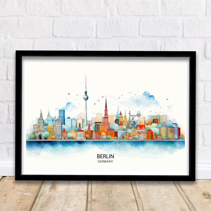 Berlin Germany Skyline Print Cityscape Art Architectural Highlights Poster Urban Skyline Wall Decor Capital City Illustration Contemporary