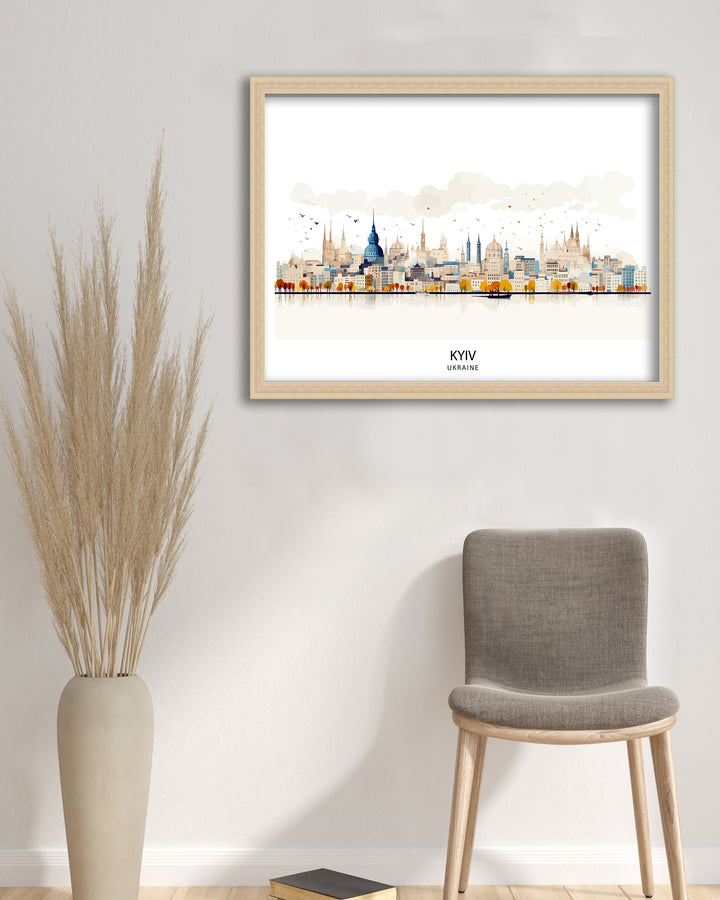 Kyiv Skyline Ukraine Print Cityscape Art Ukrainian Capital Poster Urban Landscape Wall Decor Eastern Europe Illustration