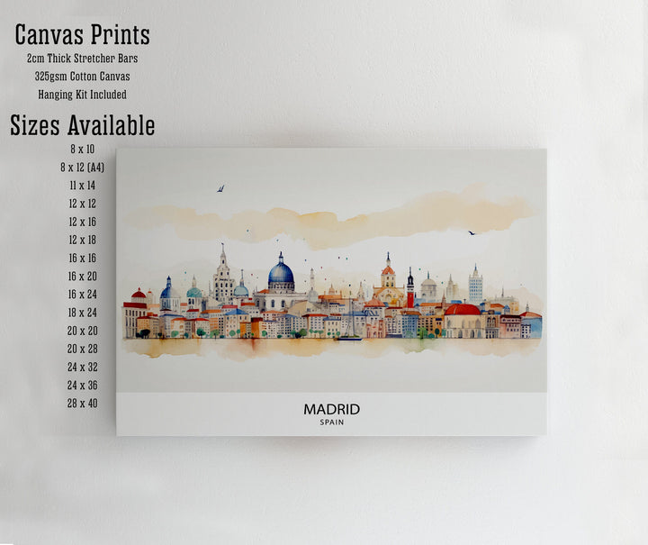 Madrid Skyline Spain Print Cityscape Art Spanish Capital Poster Urban Landscape Wall Decor European City Illustration Metropolitan Vibes