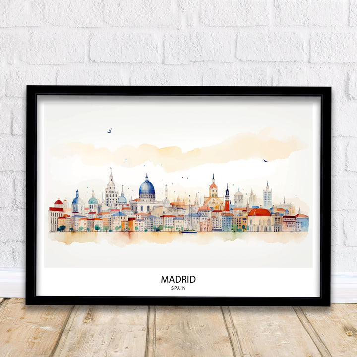 Madrid Skyline Spain Print Cityscape Art Spanish Capital Poster Urban Landscape Wall Decor European City Illustration Metropolitan Vibes