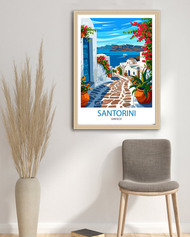 Santorini Greece Travel Poster Santorini Wall Decor Santorini Island Poster Greece Travel Posters Santorini Art Poster Santorini Illustration