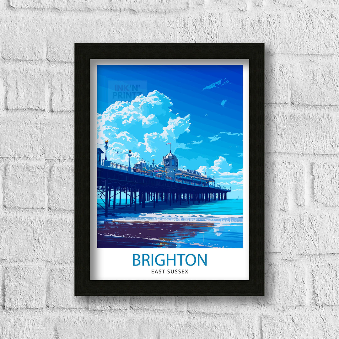 Brighton Travel Poster Brighton Wall Art Brighton Decor Brighton England Illustration Travel Poster Brighton Gift England Home Decor